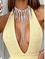 billige Halskjede for kvinner-kvinners rhinestone choker halskjede og body chain smykker, luksuriøst statement kroppstilbehør for fester, bryllup og kveldsbegivenheter