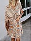 billiga Bohemklänningar-Dam Mini klänning Vardagsklänning Swingklänning A linjeklänning Boho-klänning bohemliv Vintage Ledigt Dagligen Normal Blommig Halvlång ärm V-hals Rodnande Rosa Blå Kaki Sommar Vår Höst