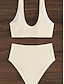 tanie Zestawy bikini-Damskie Stroje kąpielowe Bikini 2 szt Majtki Kostium kąpielowy Odkryte plecy Szczupła Urlop Stroje plażowe Jednokolorowe W serek Bez rękawów Kostiumy kąpielowe