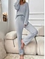preiswerte Damen Nachtwäsche und Loungewear-Damen Schlafanzug Hausanzug 2 Stück Brautkleider schlicht Einfarbig Patchwork Knopf T Shirt Hose Heim Langarm U-Ausschnitt Schwarz Rosa Hellgrau Frühling Herbst Winter Reguläre Passform