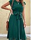 baratos Vestidos para o trabalho-Mulheres Vestido midi Vestido casual Vestido A Line à moda Básico Casual Férias Diário Normal Tecido Sem Manga Gola Redonda Rosa Verde Verão Primavera