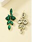 abordables Pendiente de mujer-Pendientes colgantes de cristal verde para mujer, elegante diseño de hojas, joyas llamativas y livianas para bodas, fiestas y ocasiones formales.