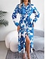 preiswerte Kleider für die Ferien-Damen Maxidress blusenkleid Casual kleid A Linie Kleid Stilvoll Brautkleider schlicht Urlaub Täglich Regular Fit Blumen Langarm Hemdkragen Blau Orange Frühling Herbst