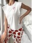 billiga Sovkläder till damer-Dam Pyjamas set Ledigt Komfort Hjärta Volang Elastisk midja Linne Byxa Hem Alla hjärtans dag Dagligen Ärmlös Rund hals Svart Rodnande Rosa Rubinrött Sommar Vår Höst Normal