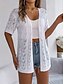 voordelige Blouses &amp;amp; Shirts-Dames Vest Vakantie Dagelijks Casual Heldere kleur Geribd V-hals Uitgesneden Gebreid Korte Mouw Normale tops breien Buiten Dagelijks Weekend Wit Blozend Roze Zomer Lente