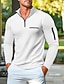 cheap Men&#039;s Classic Polo-Men&#039;s Waffle Polo Shirt Pullover Home Sports Outdoor Daily Wear Quarter Zip Long Sleeve Fashionable and Comfortable Color Block Zipper Pocket Spring and Autumn Cross-season Classic Style