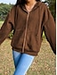 economico giacca con cappuccio-Per donna Giacca con cappuccio Antivento Tenere al caldo Collage Tasche Esterno Informale Tinta unica Esterno Strada Standard Felpa Standard Manica lunga Capispalla Marrone Verde Grigio Autunno