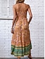preiswerte Ausgefallene Kleider-Damen Maxidress Casual kleid Boho Chic Kleider Boho-Kleid Böhmen Stilvoll Brautkleider schlicht Urlaub Täglich Strand Lockere Passform Graphic Ärmellos V Ausschnitt Orange Sommer Frühling