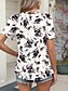 billige Boho t-shirt-Dame T-shirt Blomstret Mode Moderne Afslappet Kortærmet Rund hals Almindelige toppe Daglig Weekend Hvid Gul Grøn Sommer