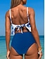 billiga Bikiniset-Dam Badkläder Bikini 2 st Kaxig Baddräkt Öppen rygg Smal Semester Standkläder Ensfärgat V-hals Ärmlös Baddräkter