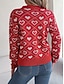 preiswerte Grafische Muster und Details-Damen Pullover Brautkleider schlicht Weich Herz Gerippt V Ausschnitt Strick Langarm Normale Oberteile Stricken Outdoor Täglich Wochenende Rosa Rote Herbst Winter