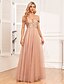 economico Abiti da sposa-Abiti da Ospite di Matrimonio A-Line Abito Elegante per Ospiti di Matrimonio Prom a Lunghezza Completa Senza Maniche Scollo a V Convertibile in Tulle Schiena a V con Ricamo di Paillettes