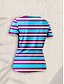 billige Stripe &amp; Geometrisk t-shirt-Dame T-shirt Stribet Afslappet Kortærmet Rund hals Almindelige toppe Daglig Trykt mønster Lyserød Blå Sommer
