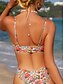 tanie Zestawy bikini-Damskie Stroje kąpielowe Bikini 2 szt Bezczelny Kostium kąpielowy Odkryte plecy Szczupła Urlop Stroje plażowe Kwiaty Okrągły dekolt Bez rękawów Kostiumy kąpielowe