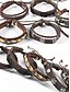 economico Gioielli da uomo-bracciale vintage da uomo in pelle multistrato con ciondoli a forma di piuma e stella, cinturini regolabili per abbigliamento casual, accessori in stile boho per feste e regali