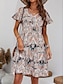 levne Boho šaty-Dámské Mini šaty Volnočasové šaty Áčkové šaty Boho šaty Vinobraní stylové Na běžné nošení Dovolená Denní Běžný Kašmírový vzor Krátký rukáv Do V Černá Fialová Jaro Podzim