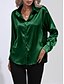 billige Dressy topper-Dame Skjorte Bluse Helfarge Forretning Moderne Fritid Langermet Skjortekrage Vanlige topper Arbeid Formell klær Knapper Rosa Grønn Beige Sommer Vår