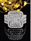 abordables Anillos de mujer-Anillo de diamantes simulados de corte cuadrado de lujo con diseño de múltiples capas: joyería llamativa para mujeres, perfecta para bodas, compromisos y ocasiones especiales