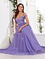 economico Abiti da sposa-Abiti da Ospite di Matrimonio A-Line Abito Elegante per Ospiti di Matrimonio Prom a Lunghezza Completa Senza Maniche Scollo a V Convertibile in Tulle Schiena a V con Ricamo di Paillettes