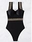 billiga One-piece-baddräkter-Dam Badkläder En bit Monokini Baddräkt Öppen rygg Magkontroll Hög midja Smal Semester Standkläder Ensfärgat V-hals Ärmlös Baddräkter