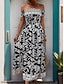 preiswerte Ausgefallene Kleider-Damen Maxidress Casual kleid Boho Chic Kleider A Linie Kleid Boho-Kleid Böhmen Stilvoll Brautkleider schlicht Urlaub Täglich Lockere Passform Graphic Kurzarm Schulterfrei Schwarz Sommer Frühling