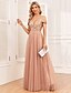 economico Abiti da sposa-Abiti da Ospite di Matrimonio A-Line Abito Elegante per Ospiti di Matrimonio Prom a Lunghezza Completa Senza Maniche Scollo a V Convertibile in Tulle Schiena a V con Ricamo di Paillettes
