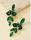 abordables Pendiente de mujer-Pendientes colgantes de cristal verde para mujer, elegante diseño de hojas, joyas llamativas y livianas para bodas, fiestas y ocasiones formales.
