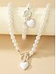 economico Collana da donna-collana e bracciale di perle rosse da donna con ciondolo a cuore, chiusura color oro, gioielli eleganti per regalo di San Valentino, matrimoni e occasioni speciali