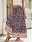 cheap Maxi Skirts-Women&#039;s Skirt A Line Swing Bohemia Fashion Casual Maxi High Waist Skirts Floral Print Micro-elastic Street Daily Red Navy Blue Green Summer Polyester