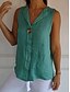 voordelige Overhemden-Dames Overhemd Blouse Imitatie katoenlinnen Knop Effen Stijlvol Casual Mouwloos V-hals Normale tops Dagelijks Wit Marineblauw Groen Khaki Zomer