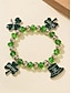 preiswerte Zubehör-Glücksbringer-Armbänder zum St. Patrick's Day – Stretch-Armbandset mit irischen grünen Perlen für Damen, festliche Feiertagsaccessoires mit Kleeblatt- und Buchstabendetails
