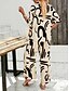 preiswerte Blusenanzüge für Damen-Damen Modisch Strassenmode Täglich Hemd Bluse Hose mit weitem Bein Halbe Ärmel Hemdkragen Blumen Kordelzug Bedruckt Casual Täglich Schwarz Grün Beige Frühling &amp; Herbst Regular Fit