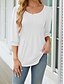 preiswerte Damen Einfache Oberteile-Damen Hemd Bluse Feste Farbe Basic Brautkleider schlicht 3/4 Ärmel Rundhalsausschnitt Normale Oberteile Täglich Rüschen Schwarz Weiß Rosa Sommer Frühling