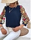 voordelige Elegante topjes-Dames Overhemd Blouse Bloemig Stijlvol Casual 3/4 mouw Strakke ronde hals Normale tops Dagelijks Netstof Geborduurd Afdrukken Zwart Marineblauw Zomer Lente