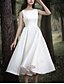 voordelige Kleine witte jurkjes-Kleine Witte Jurken Boho Bruiloft Jurken A-Lijn Scoop Hals Mouwloos Knielengte Jersey Bruidssuits Bruidsjurken Met Plooi Effen Kleur