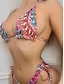 voordelige Bikinisets-Dames Zwemkleding Bikini 2 stuks Brutaal Zwempak Blote rug Slank Vakantie Strand Kleding Geometrisch Halternek Mouwloos Badpakken