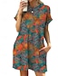 preiswerte Ausgefallene Kleider-Damen Minikleid Casual kleid Sweatkleid Boho-Kleid Stilvoll Brautkleider schlicht Urlaub Täglich Regular Fit Blumen Blatt Kurzarm Rundhalsausschnitt Blau Braun Grün Sommer