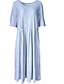 preiswerte Streifen- und geometrisches Kleid-Damen Midikleid Freizeitkleid A Linie Kleid Elegant Stilvoll Lässig Täglich Urlaub Lässiger Schnitt Gestreift Kurzarm Rundhalsausschnitt Grau Leicht Blau Sommer Frühling
