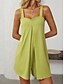 cheap Rompers-Women's Normal Romper Active Solid Color Sleeveless V Neck Pocket Vacation Daily Regular Fit Black Green Summer