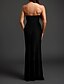 preiswerte SCHWARZ-Meerjungfrau  Trompete Abendkleid Elegantes Kleid Formelles Abendparty Bodenlang Ärmellos V-Ausschnitt Baumwolle Rückendekolleté mit Glitzer Schlitz Stickerei