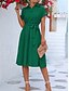 abordables Robe Simple-Femme Robe mi-longue Robe chemise Robe casual Robe Trapèze mode Grande occasion Travail du quotidien Standard Plein Manche Courte Col de Chemise Rose Claire Vert Eté Printemps