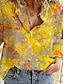 voordelige Bloemen tops-Dames Overhemd Button Down Tuniek Overhemd Kraag Lange Mouwen Bloemendal Dagelijks Stijlvolle Lange Tops Dagelijks Print Geel Lente Herfst