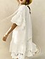 preiswerte Weiße Spitzenkleider-Damen Minikleid Spitzenkleid Freizeitkleid Sommerkleid Boho-Kleid Stilvoll Lässig Urlaub Täglich Date Normale Passform Einfach Kurzarm Rundhalsausschnitt Weiß Sommer