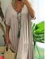 preiswerte Kleider-Damen Maxikleid Baumwoll-Leinen-Kleider Freizeitkleid Basic Lässig Urlaub Täglich Normale Passform Einfach Kurzarm V Ausschnitt Rote Orange Khaki Dunkelblau Sommer
