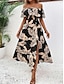 economico Abiti da vacanza-Per donna Vestito maxi Abito casual Abito linea A Moda Informale Da mare Giornaliero Standard A foglia Manica corta Senza spalline Nero Estate