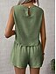 cheap Sets-Women's Linen-feel Set Linen-Inspired Sets Two Piece Sets Baggy Shorts Sleeveless Crew Neck Plain Fashion Daily Casual Daily Black Royal Blue Orange Summer Regular Fit