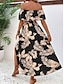 economico Abiti da vacanza-Per donna Vestito maxi Abito casual Abito linea A Moda Informale Da mare Giornaliero Standard A foglia Manica corta Senza spalline Nero Estate