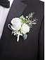 billige Damearmbånd-elegant hvit rose håndledd corsage og boutonniere sett - kunstig blomstertilbehør for bryllup, brudepiker og formelle arrangementer