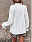 economico Top eleganti-Per donna Camicia Blusa Tinta unica Moda Informale Manica lunga Collo dentellato Top regolari Giornaliero Bottoni Occhiello Bianco Estate