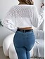 billige Åpen front cardigan-Dame Kofte Kabelstrikket genser Gatemote Daglig Stilfull Ren farge Tykk Heklet Åpen Forside Uthult Strikket Raglan Ermer Lanterne Erme Langermet Crop Tops Strikke Hjem Fest Daglig Svart Hvit Vår Høst